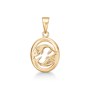 Støvring Design 14 ct gold pendant, Pisces zodiac sign with shiny surface, model 74212