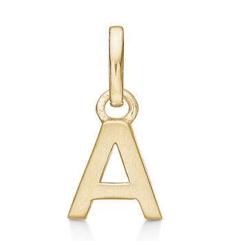 Letter pendant 8 mm, A in 8 carat gold with matt and polished side