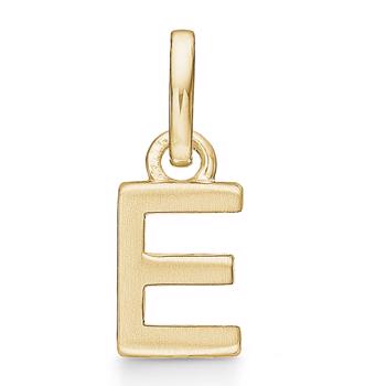 Letter pendant 8 mm, E in 8 carat gold with matt and polished side