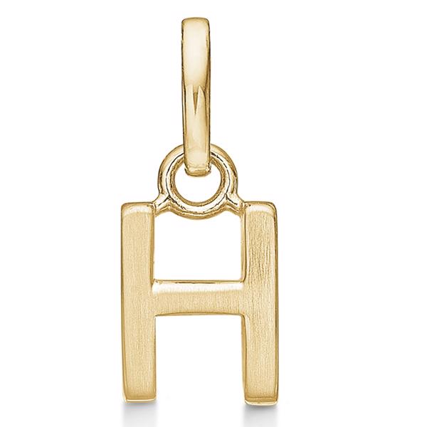 Letter pendant 8 mm, H in 8 carat gold with matt and polished side