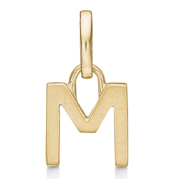 Letter pendant 8 mm, M in 8 carat gold with matt and polished side