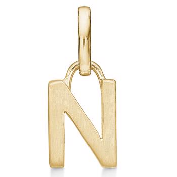 Letter pendant 8 mm, N in 8 carat gold with matt and polished side