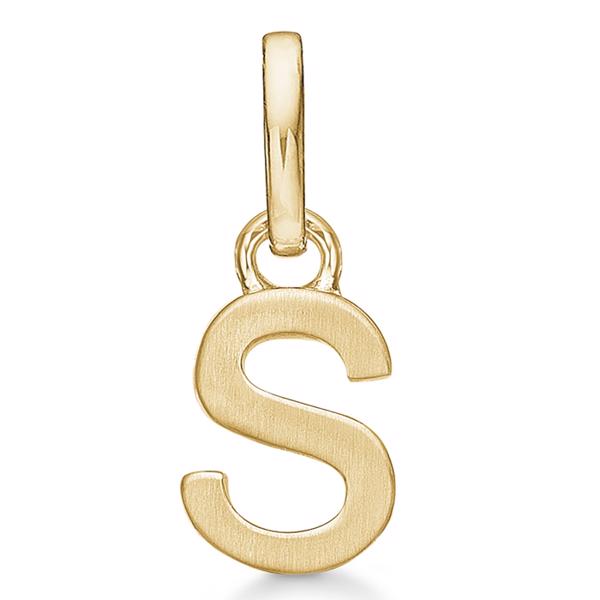 Letter pendant 8 mm, S in 8 carat gold with matt and polished side