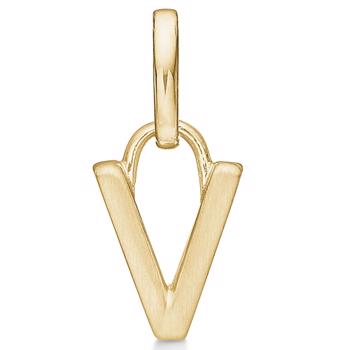 Letter pendant 8 mm, V in 8 carat gold with matt and polished side
