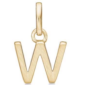 Letter pendant 8 mm, W in 8 carat gold with matt and polished side