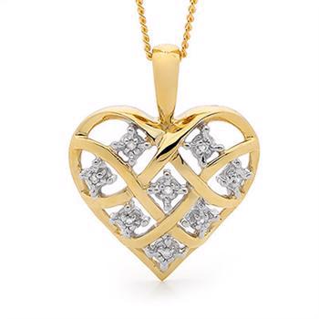 Model 64747, Gold heart pendant with 8 x 0,005 ct diamond