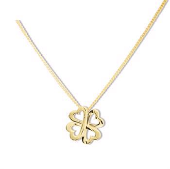 Delicious lucky charm four-leaf clover pendant in gold