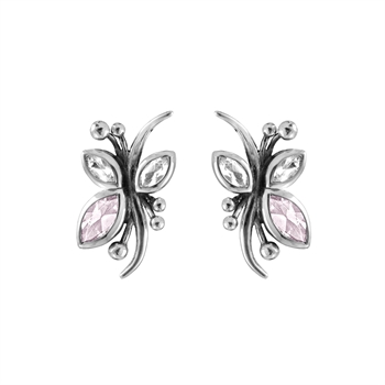 Ear stud with rose quartz