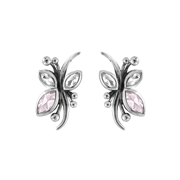 Ear stud with rose quartz