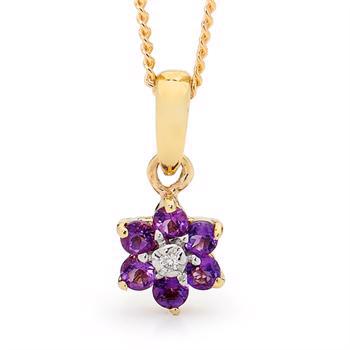 Gold pendant with amethyst and diamonds