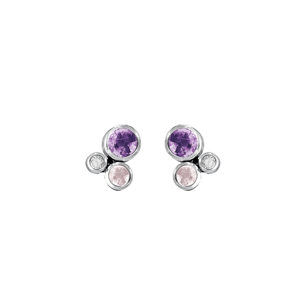 Ear stud with amethyst