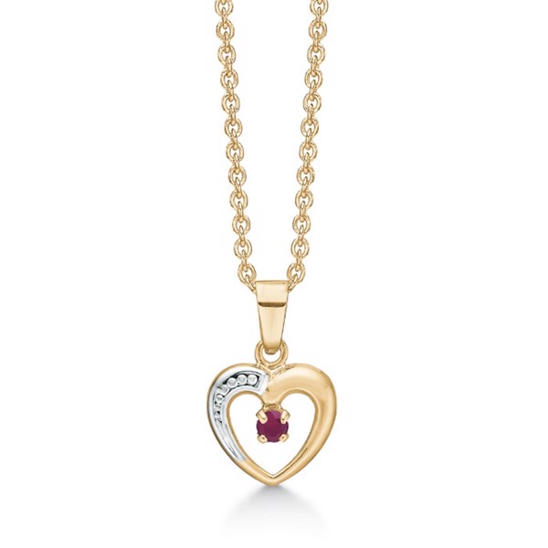 Støvring Design\'s Beautiful heart pendant with nice 2 mm blue sapphire. Measures 10 x 10 mm and comes with 42 + 3 cm gold plated chain