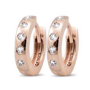 Christina Collect 925 sterling silver Creol elegant rose gold-plated earrings with white topaz, where charms can be attached, model 670-R13topaz