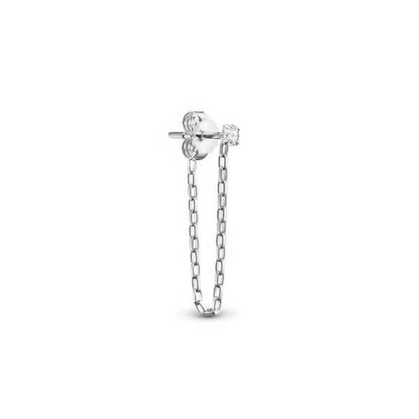 White CZ sølv Øreringe med kæde fra Christina Jewelry