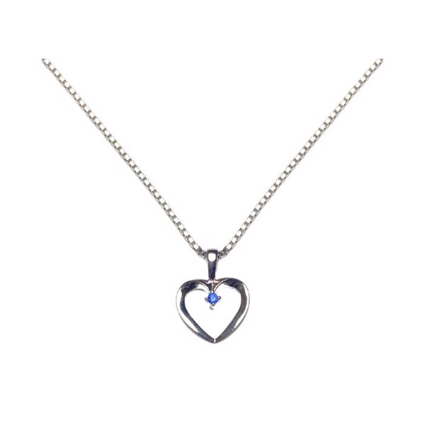 Guld & Sølv design 14 kt white gold necklace, Hearts with surface, 12 x 16 mm