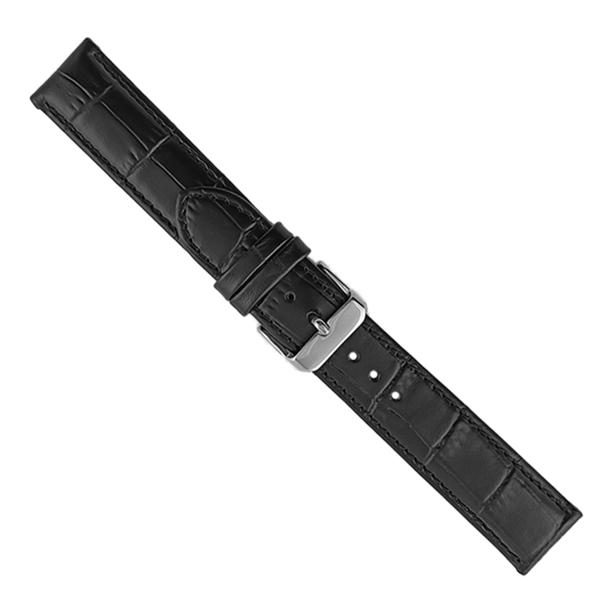 Black Crocodile watchstrap - 19 and 21 mm