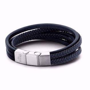Frank Steel/leather men's bracelet rustic blue, model 7FB-0191