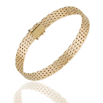 Brick 14 carat solid gold bracelet, 21 cm and 7 rows (7.0 mm)