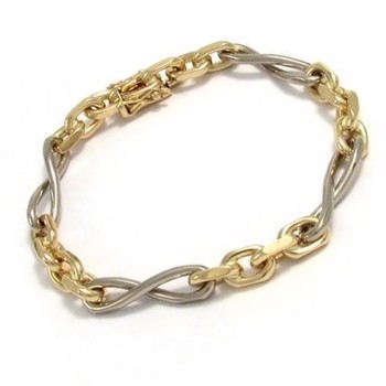 14 ct two tone Anchor Facet Gold Bracelet with Loop, 18½ cm and 4,5 mm