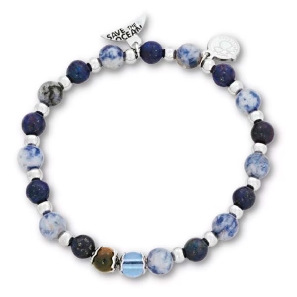 SAVE THE OCEAN - beads armbånd i blå, by Billgren - 18 cm