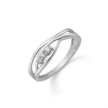 Elegant ring in 14 carat white gold with beautiful glittering zirconia. from Støvring Design
