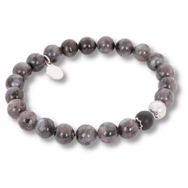 BASEL - Beads armbånd i grå/sort , by Billgren - Medium, 19 cm