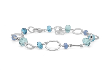 ss bracelet - white pearl-01 or aqua blue quartz, london blue topaz, kyanite, blue quartz-56