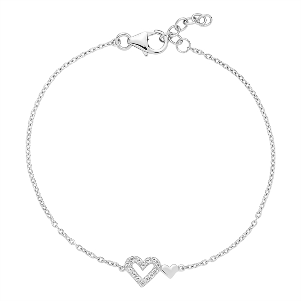 Armbånd dobbelt hjerte zirkonia sterling sølv