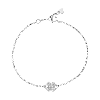 Bracelet kløver 7,5mm zirconia 16-18cm 925, 16-18cm