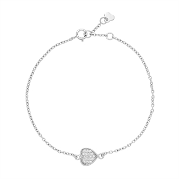 Bracelet heart 8x8 mm zirconia 16-18cm 925, 16-18cm