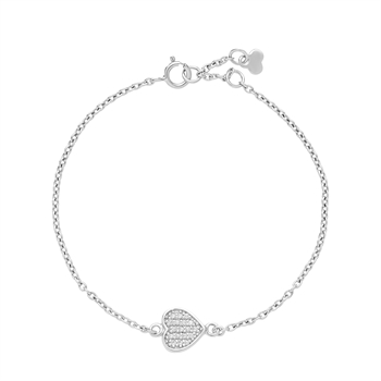 Bracelet heart 8x8mm zirconia 14-16cm 925, 14-16cm