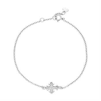 Bracelet cross 10x9mm zirconia 14-16cm 925, 14-16cm