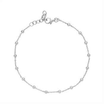 Bracelet beads rhodium plated 16-18cm 925,