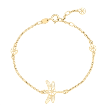 Marguerit Bracelet dragonfly 4x5mm gold plated 925 silver, 17-18-19cm