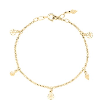 Marguerit Bracelet shell 3x5mm gold plated 925 silver, 17-18-19cm