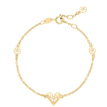 Marguerit Bracelet heart 4x5mm gold plated 925 silver, 17-18-19cm