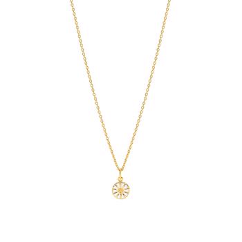 Lund Copenhagen Marguerite 925 sterling silver Pendant 24 ct gold plated with white enamel, model 902009-M