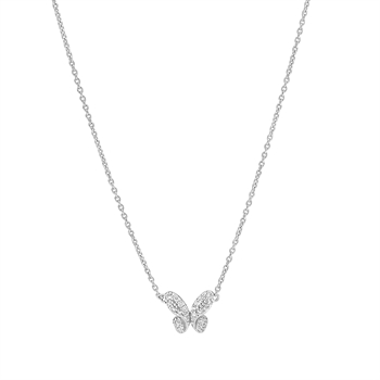 Necklace butterfly m/ zirconia 925, 42-45-48cm