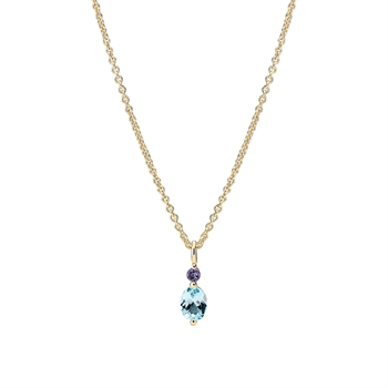 Collier topaz.+ iolit 45-48 cm forgyldt sølv
