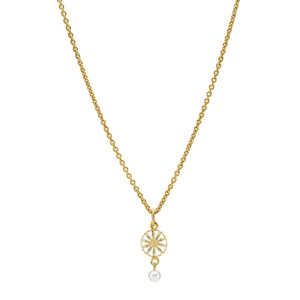 Classic maguerite pendant with elegant freshwater pearl from Lund Copenhagen