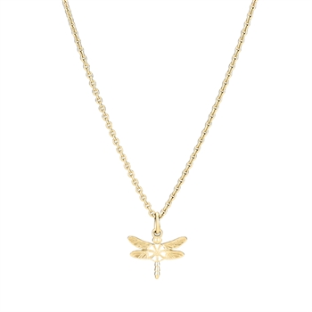 Marguerit Necklace dragonfly 1x5mm gold plated 925 silver, 45-48cm