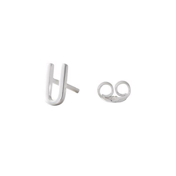 U - Beautiful Arne Jacobsen letter earring in silver, 7.5 mm - price is PR. PIECE.