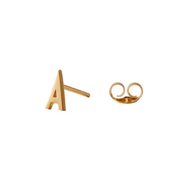 A - Gold plated Arne Jacobsen letter earring, 7,5 mm. Price = PR. PIECE.