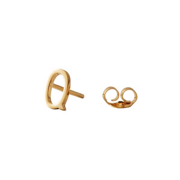 Q - Gold plated Arne Jacobsen letter earring, 7,5 mm. Price = PR. PIECE.