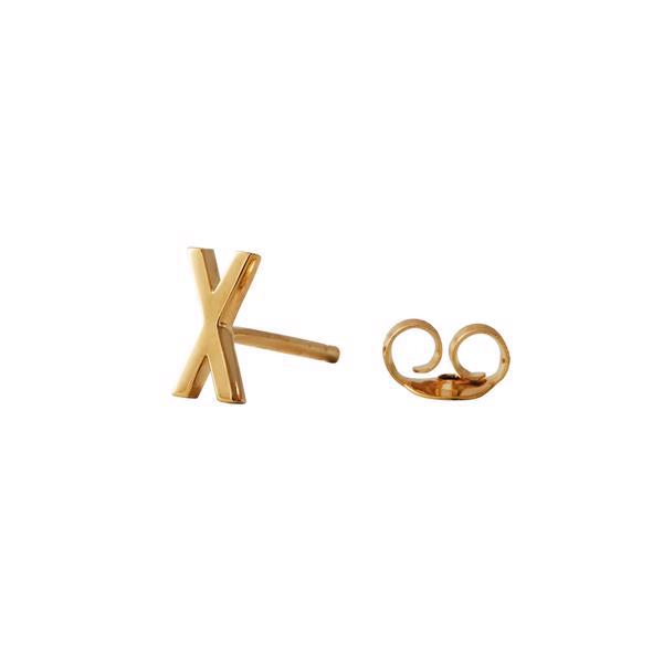 X - Gold plated Arne Jacobsen letter earring, 7,5 mm. Price = PR. PIECE.