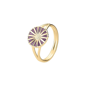 Lund Copenhagen Marguerit ring 11mm gold plated with purple enamel