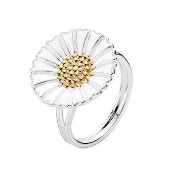 Lund Copenhagen silver ring with marguerite and a gold plated center, model 9075018-HM