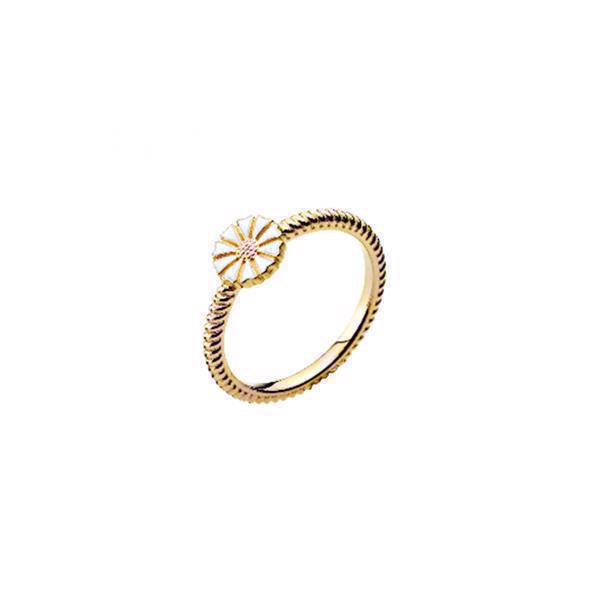 Lund Copenhagen Marguerite 925 sterling silver Ring 24 ct gold plated with white enamel, model 9075042-M
