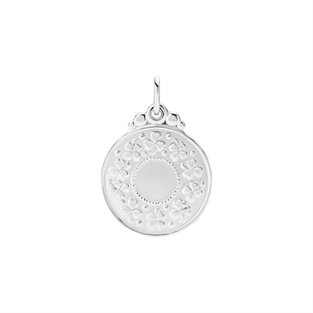 Vedhæng plade rund med fadervor 18mm sterling sølv