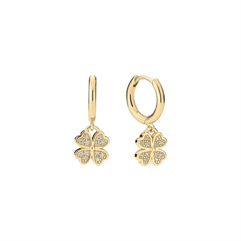 Lund Copenhagen Firkløver clover hoop earrings 15 mm gold plated silver